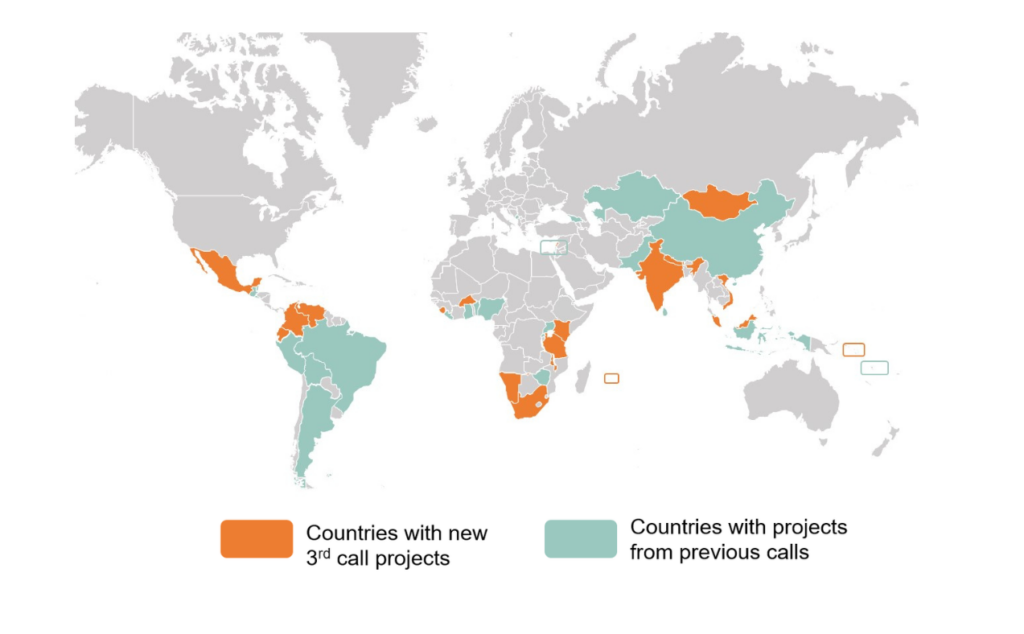map with countries working with IKI Small Grants projects