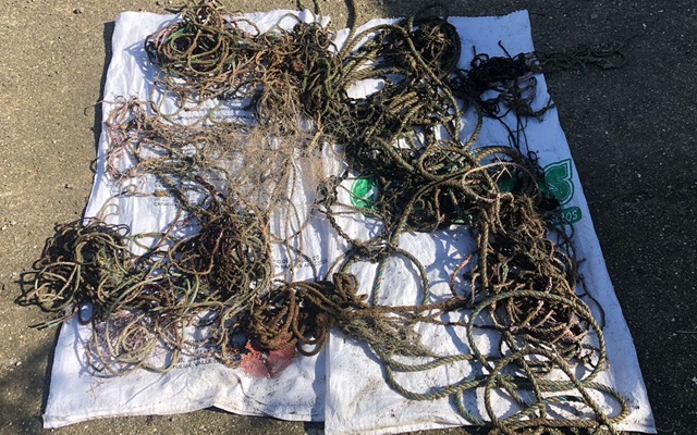 Ghost gear materials retrieved from the sea
